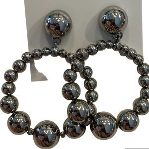 KATE SPADE ♠️  LIGHT UP THE ROOM HOOP  STATEMENT EARRINGS SILVER